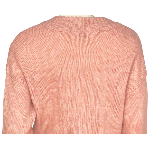 3-FOR-$30 Bar III Sz M Slouchy Sweater Deep V-Neck Pullover Knit Wool Pink New - Picture 4 of 10